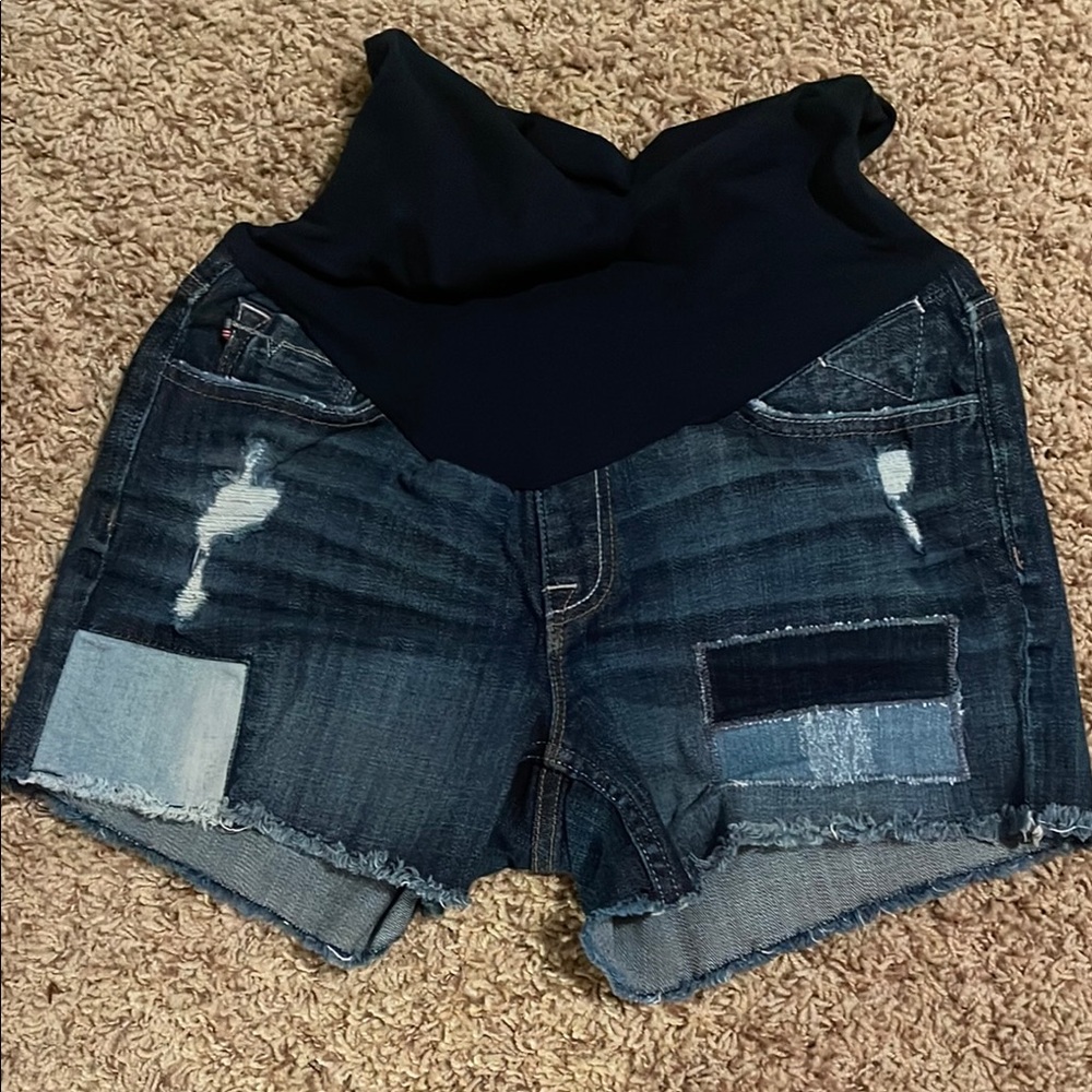 Maternity Stylish Denim Patchwork Women's Shorts